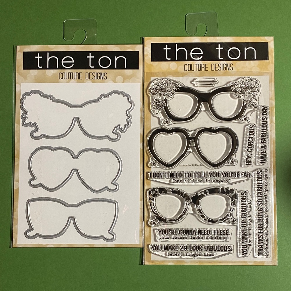 The Ton Couture Designs Heart & Cat-Eye Glasses Stamp Set - Black